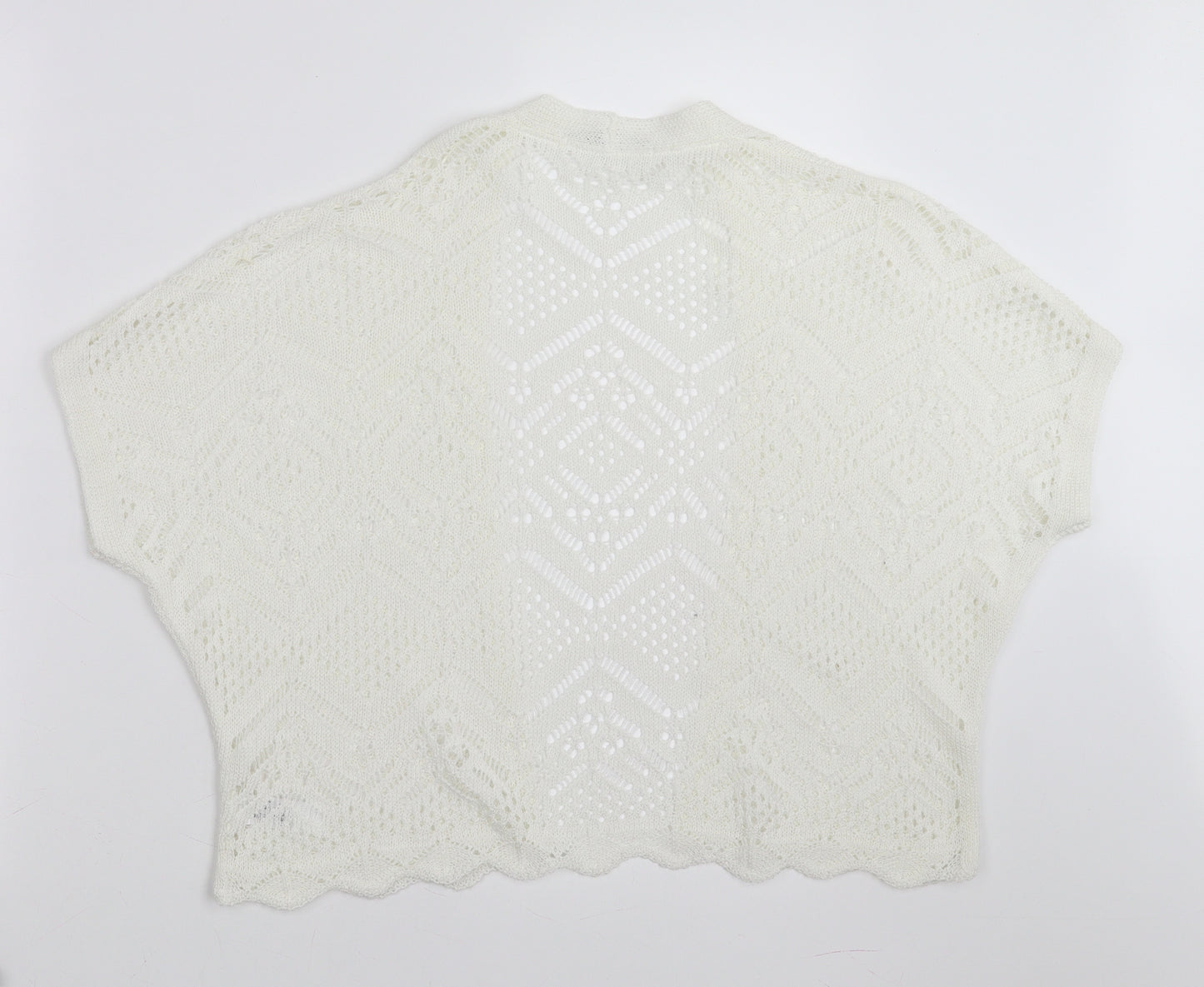 George Womens White Geometric  Shrug Jumper Size S