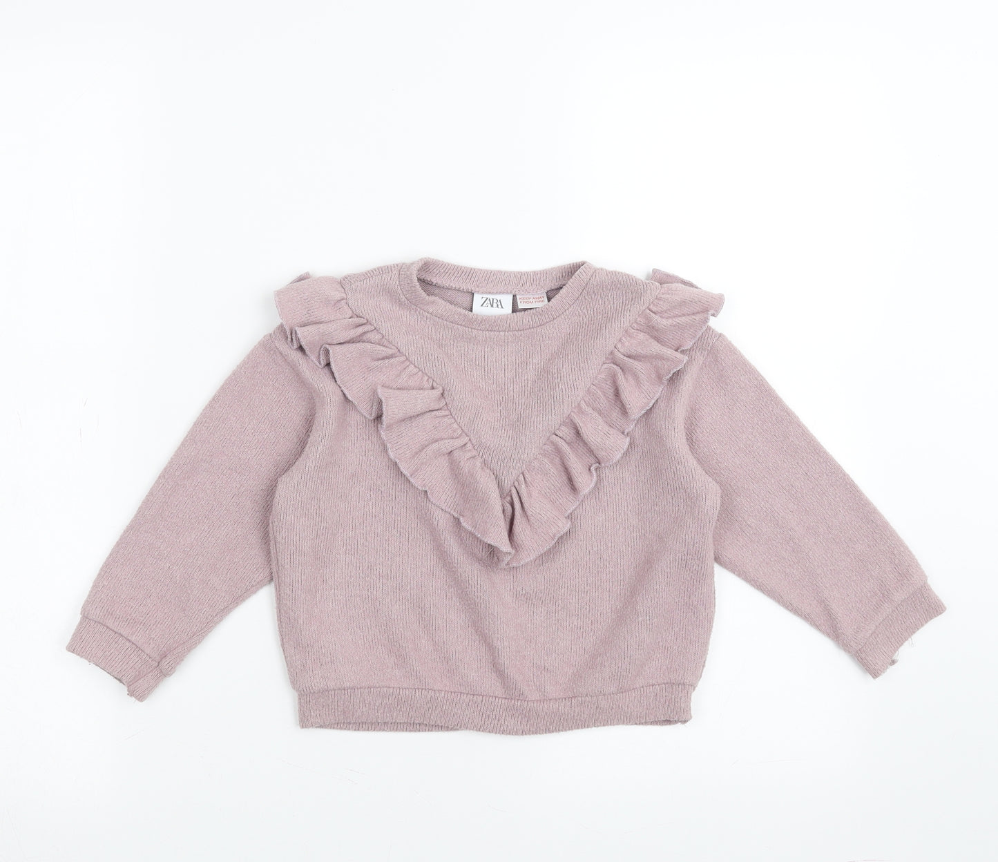 Zara Girls Purple   Pullover Jumper Size 2-3 Years  - Ruffle detail