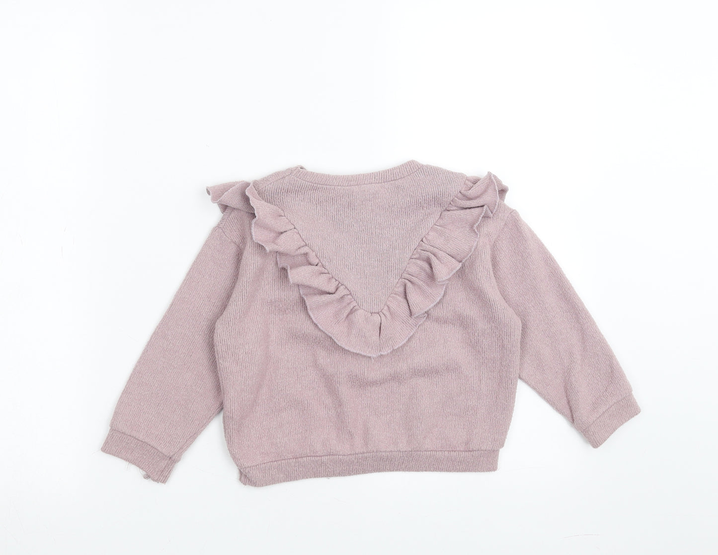 Zara Girls Purple   Pullover Jumper Size 2-3 Years  - Ruffle detail