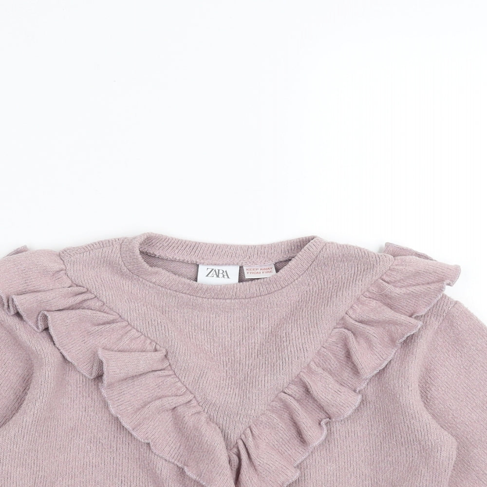 Zara Girls Purple   Pullover Jumper Size 2-3 Years  - Ruffle detail