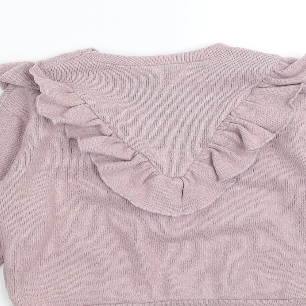 Zara Girls Purple   Pullover Jumper Size 2-3 Years  - Ruffle detail