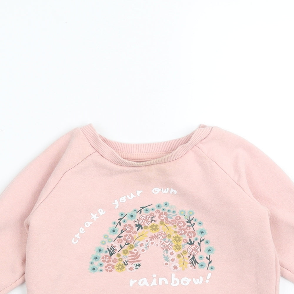 Primark Girls Pink   Pullover Jumper Size 24 Months  - floral rainbow
