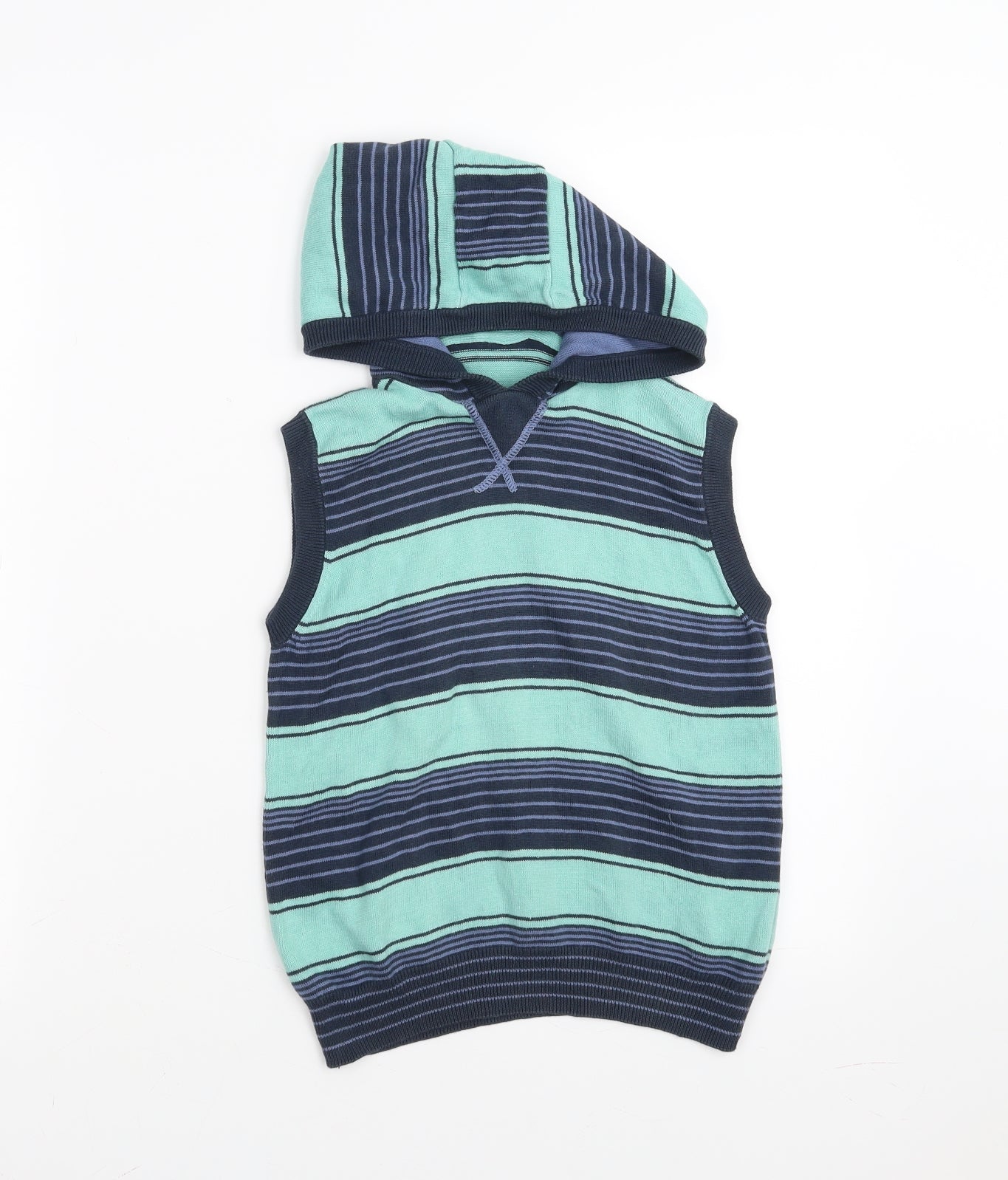 Marks and Spencer Boys Green Striped  Pullover Hoodie Size 5-6 Years