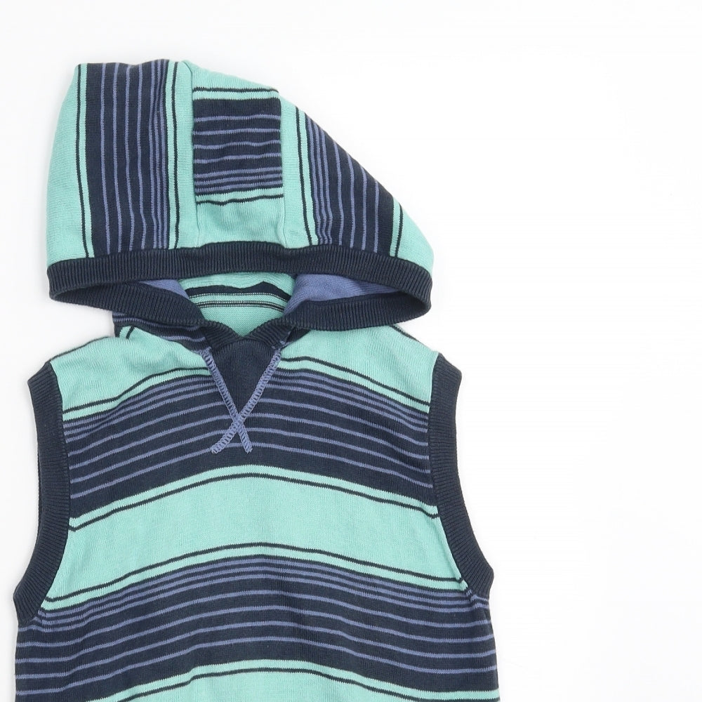 Marks and Spencer Boys Green Striped  Pullover Hoodie Size 5-6 Years