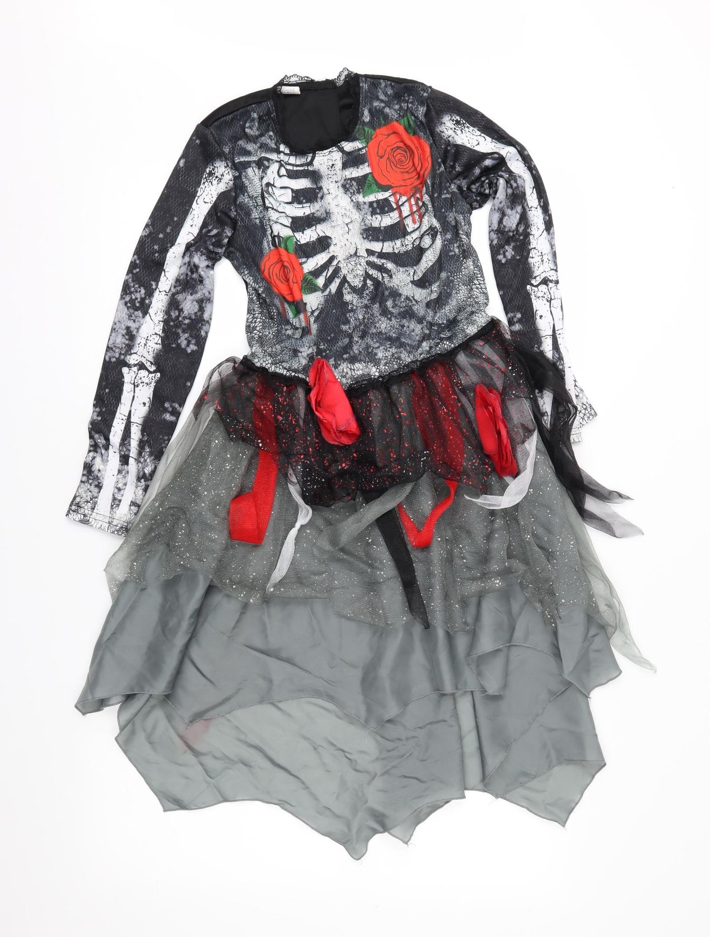 hallow scream Girls Grey Geometric  Fit & Flare  Size 10-11 Years  - Fancy Dress
