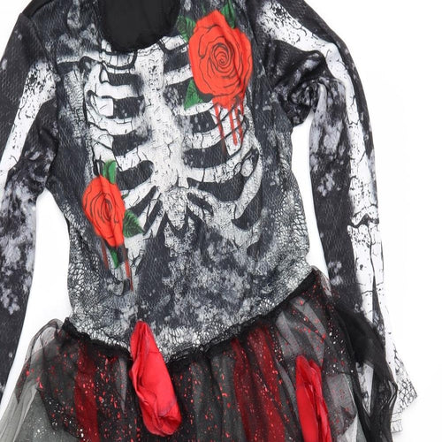 hallow scream Girls Grey Geometric  Fit & Flare  Size 10-11 Years  - Fancy Dress
