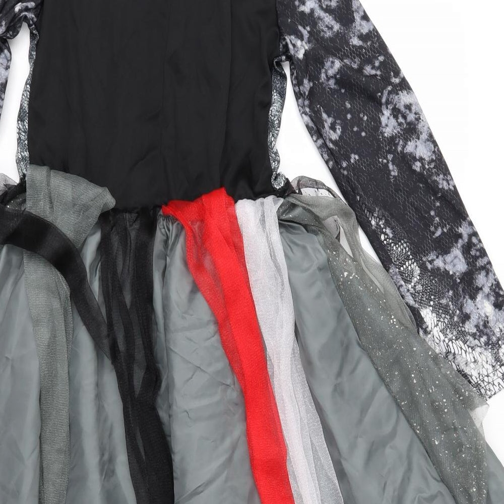 hallow scream Girls Grey Geometric  Fit & Flare  Size 10-11 Years  - Fancy Dress