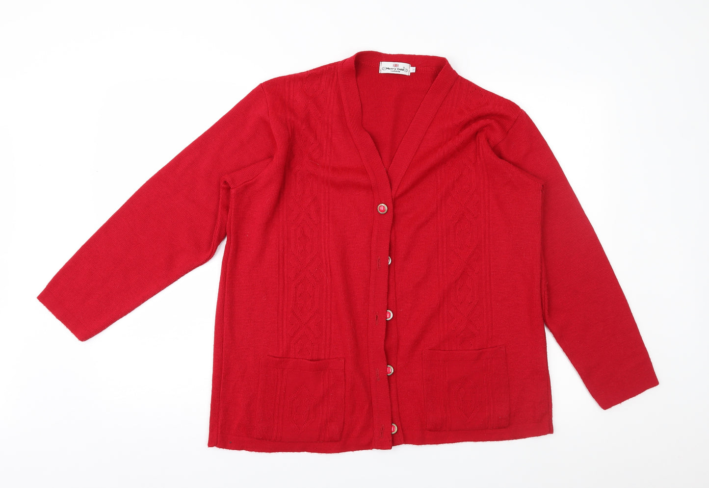 Merry Gold Womens Red   Cardigan Jumper Size L