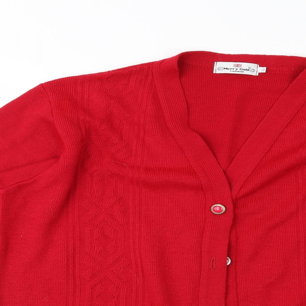 Merry Gold Womens Red   Cardigan Jumper Size L