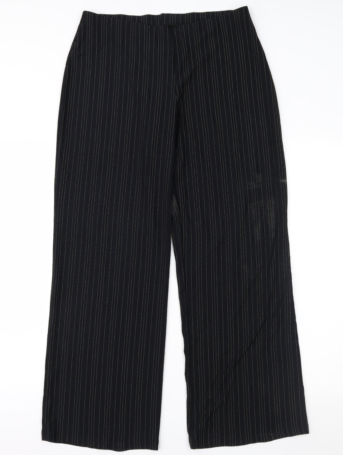 Marks and Spencer Womens Black Striped  Trousers  Size 14 L28 in
