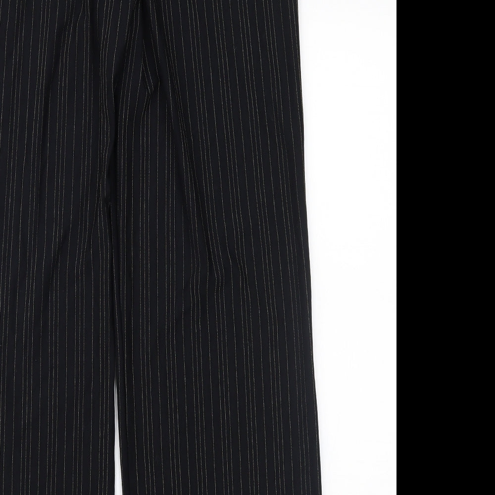 Marks and Spencer Womens Black Striped  Trousers  Size 14 L28 in