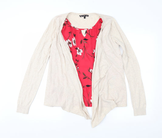 Front view of Next women’s beige floral jumper, size UK 12