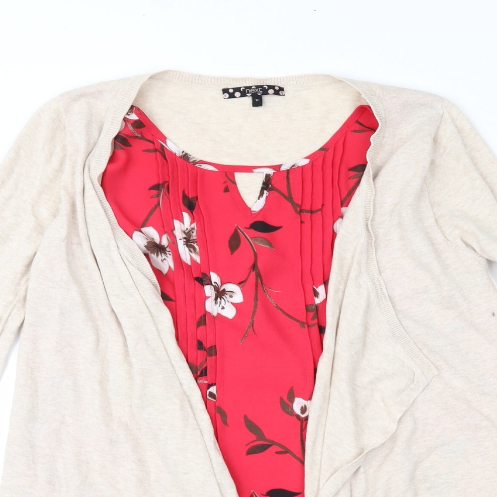 NEXT Womens Beige Floral  Pullover Jumper Size 12