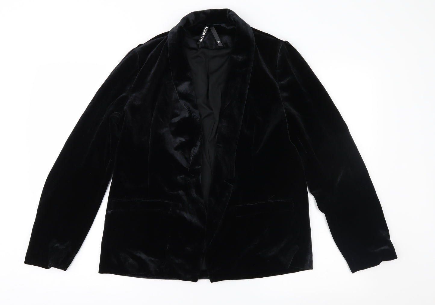 Elli White Womens Black  Velour Jacket  Size M