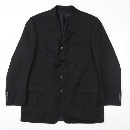 Copperstone Mens Black Striped  Jacket Suit Jacket Size 42
