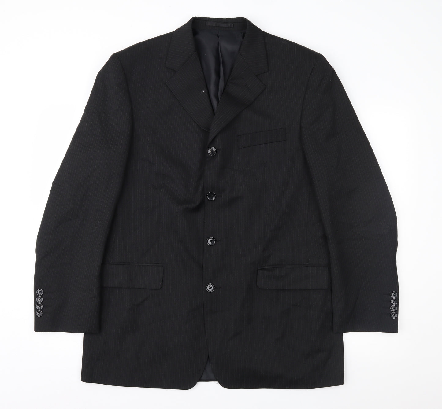 Copperstone Mens Black Striped  Jacket Suit Jacket Size 42