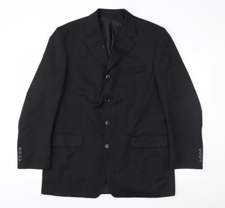 Copperstone Mens Black Striped  Jacket Suit Jacket Size 42
