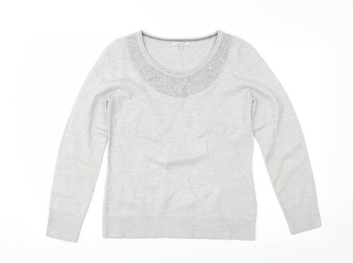 Per Una Womens Grey Pullover Jumper Size 12