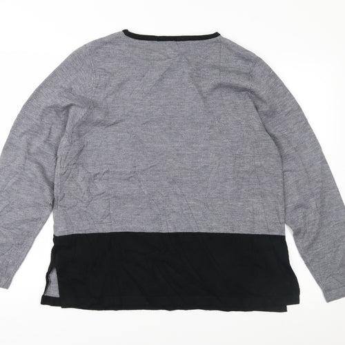 Meri-Esca Womens Grey Floral  Pullover Jumper Size 16
