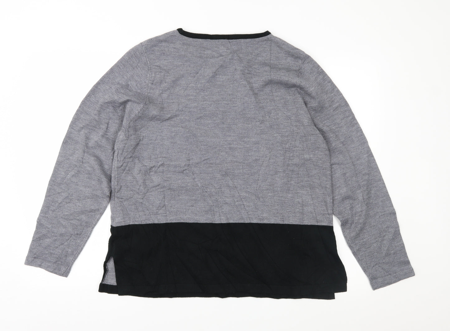 Meri-Esca Womens Grey Floral  Pullover Jumper Size 16