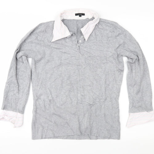 Linea Womens Grey Striped  Pullover Jumper Size M