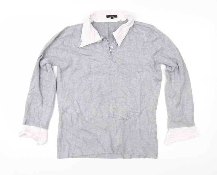Linea Womens Grey Striped  Pullover Jumper Size M