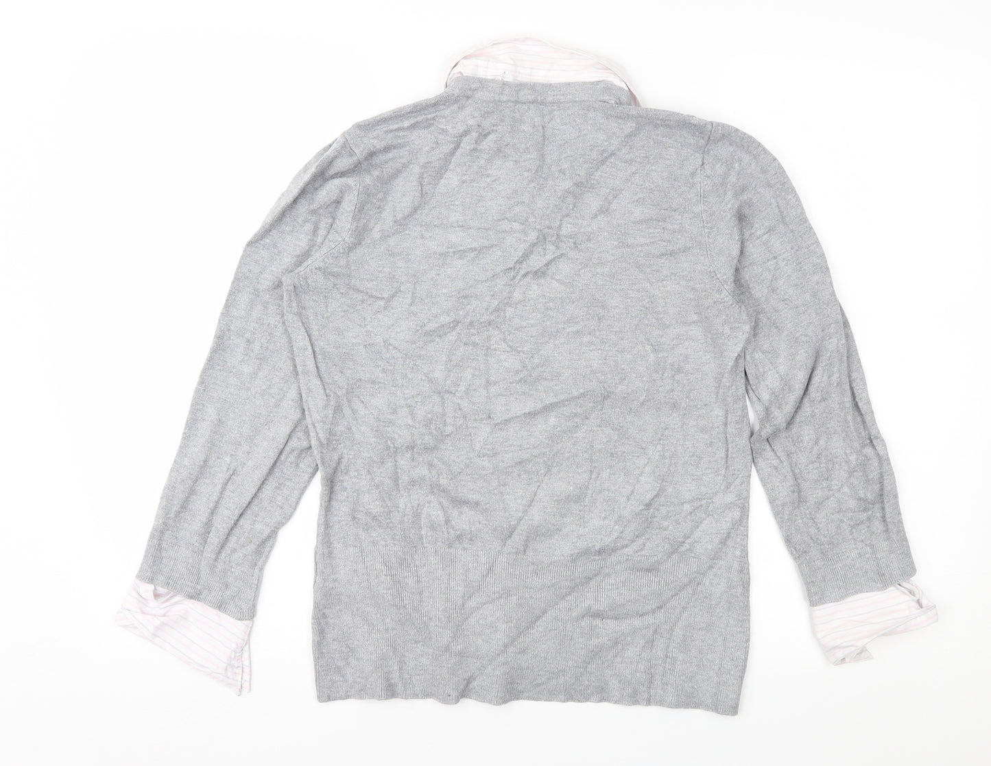 Linea Womens Grey Striped  Pullover Jumper Size M