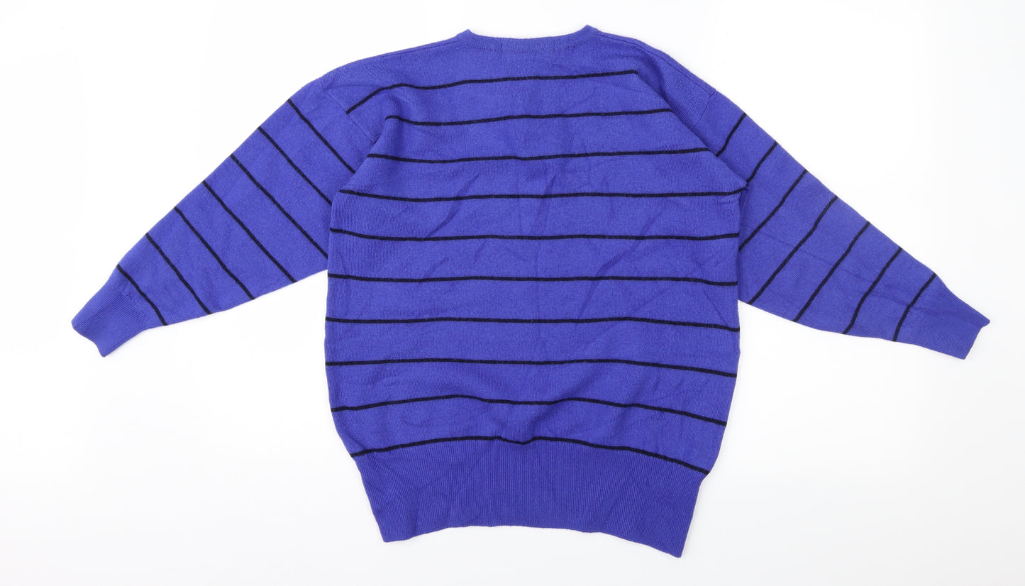 St Michael Womens Blue Striped  Pullover Jumper Size 8
