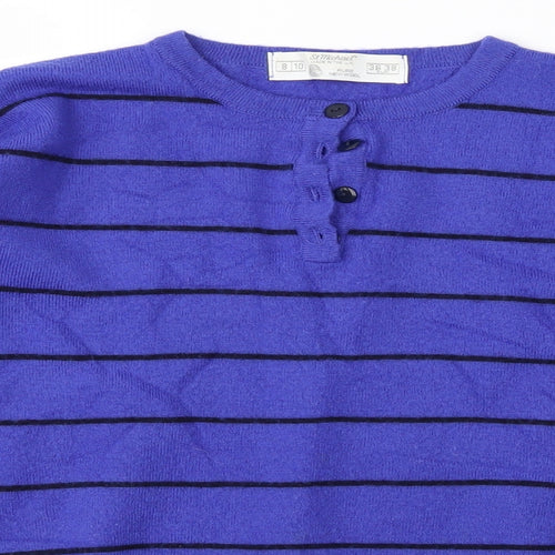 St Michael Womens Blue Striped  Pullover Jumper Size 8