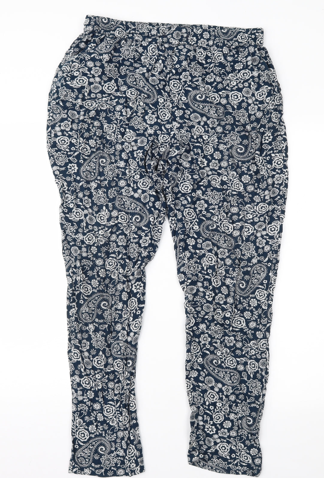 BHS Womens Blue Paisley  Trousers  Size 12 L28 in