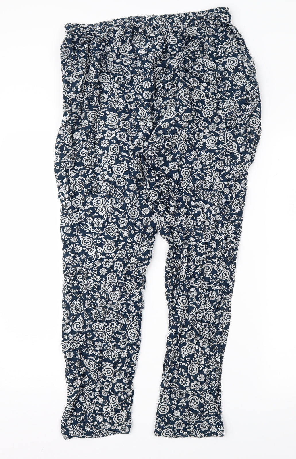 BHS Womens Blue Paisley  Trousers  Size 12 L28 in