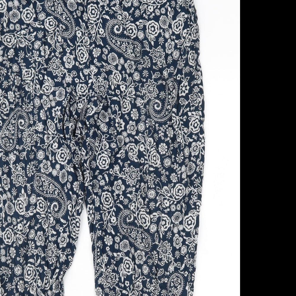 BHS Womens Blue Paisley  Trousers  Size 12 L28 in