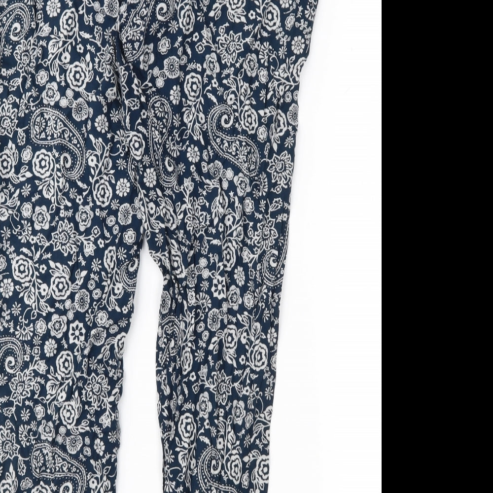 BHS Womens Blue Paisley  Trousers  Size 12 L28 in