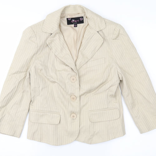 Spirit Womens Beige Striped  Jacket Suit Jacket Size 12