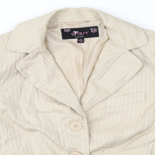 Spirit Womens Beige Striped  Jacket Suit Jacket Size 12