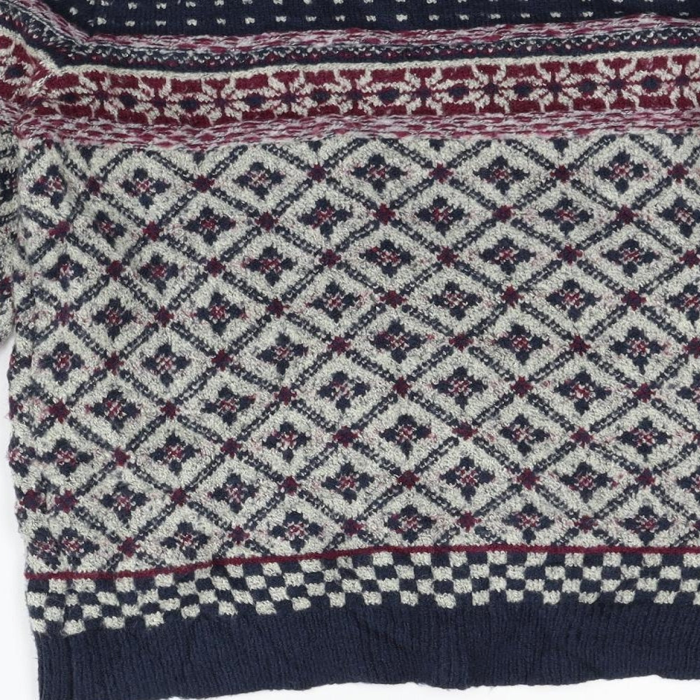 Weird Fish Womens Blue Geometric  Pullover Jumper Size 10