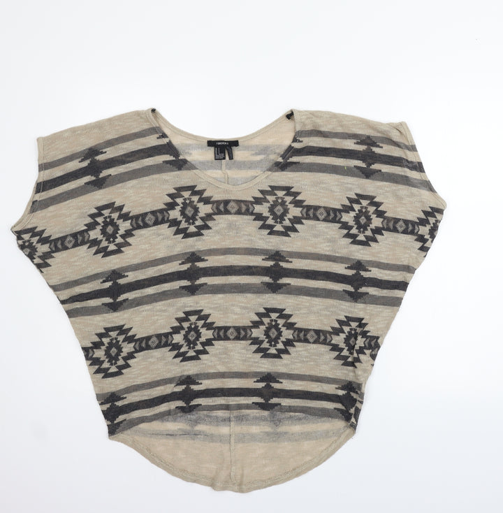FOREVER 21 Womens Beige Geometric Pullover Jumper Size S