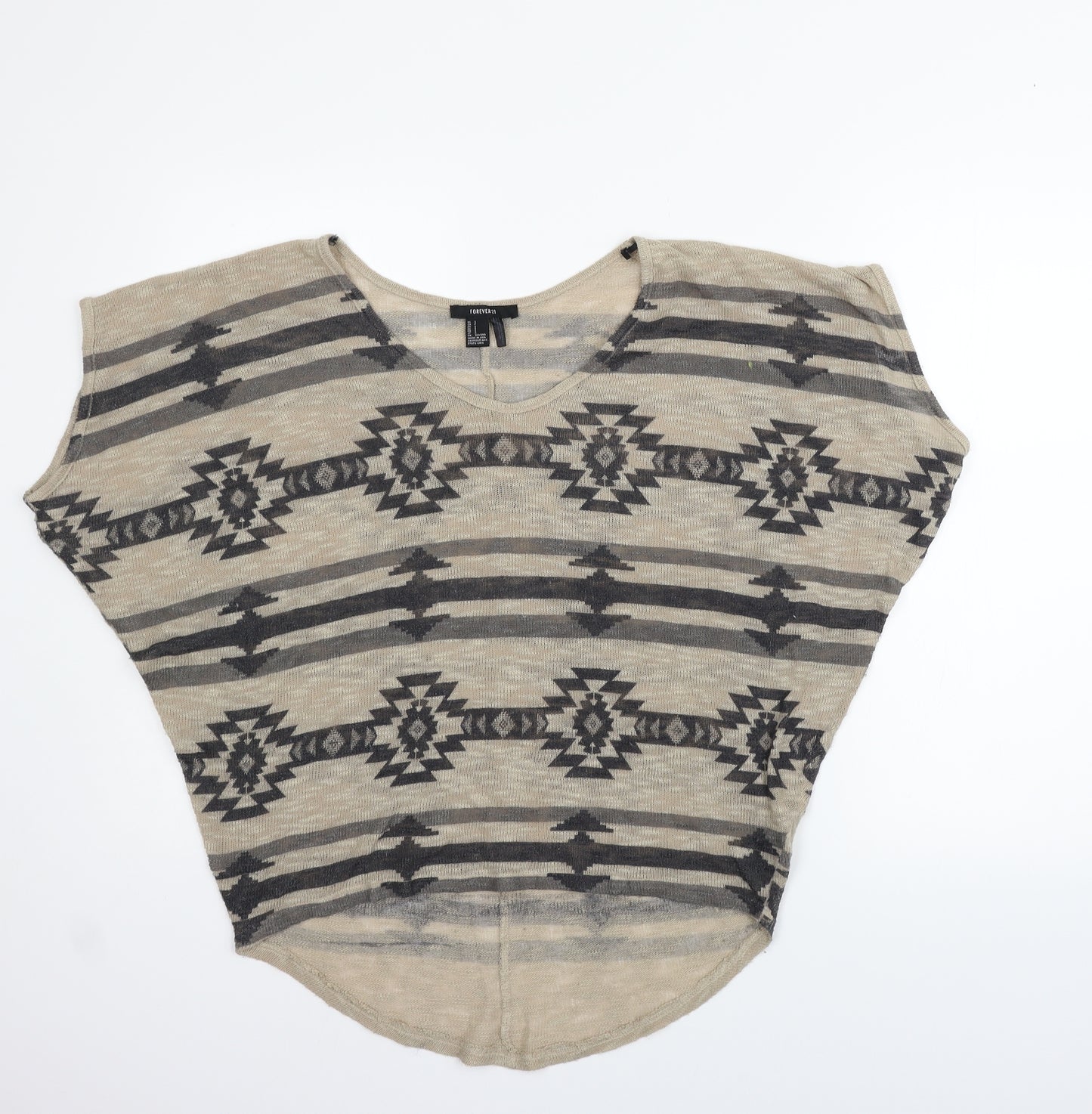 FOREVER 21 Womens Beige Geometric  Pullover Jumper Size S
