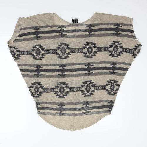 FOREVER 21 Womens Beige Geometric  Pullover Jumper Size S