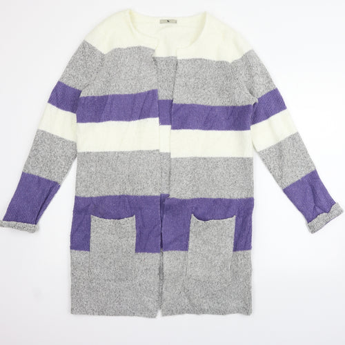 TU Womens Pink Striped  Cardigan Jumper Size M