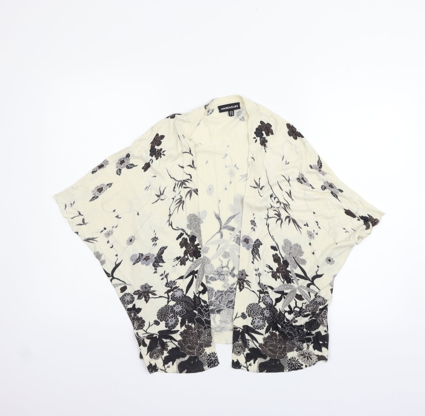 Warehouse Womens Black Floral  Cardigan Jumper Size 12