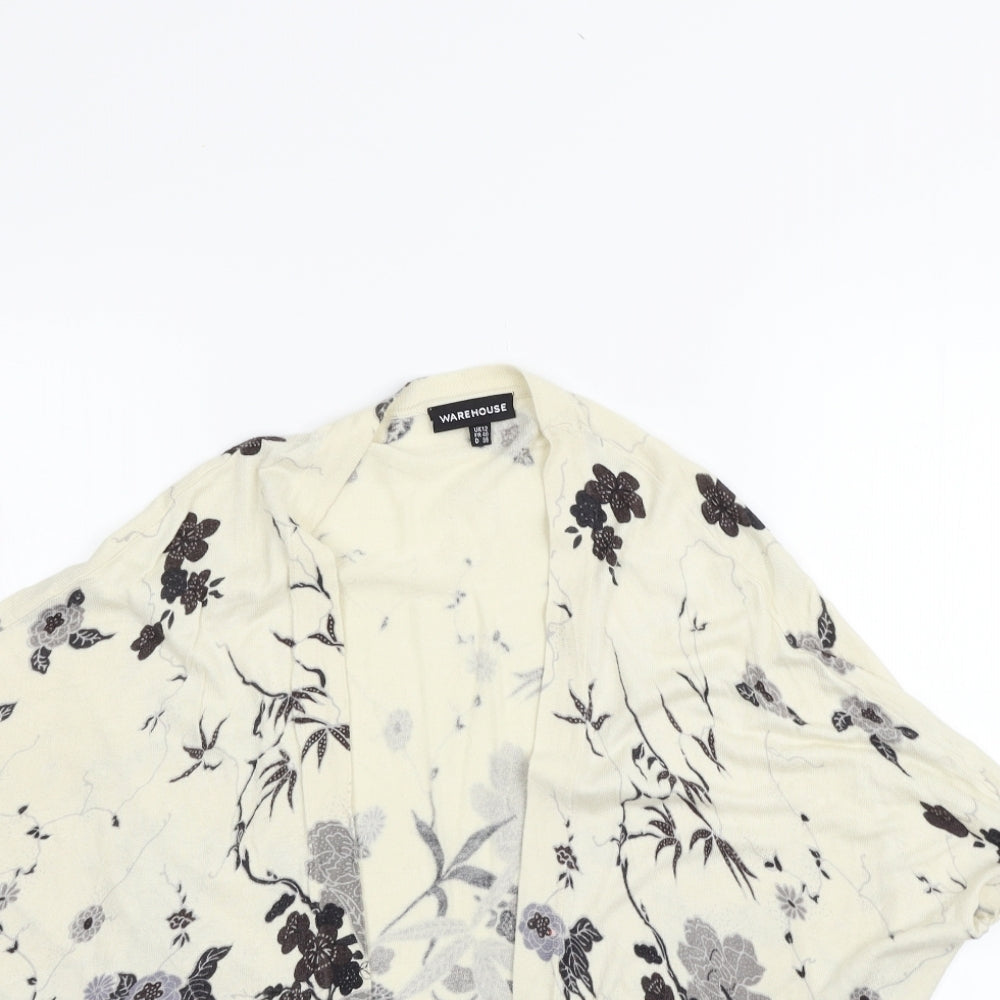Warehouse Womens Black Floral  Cardigan Jumper Size 12