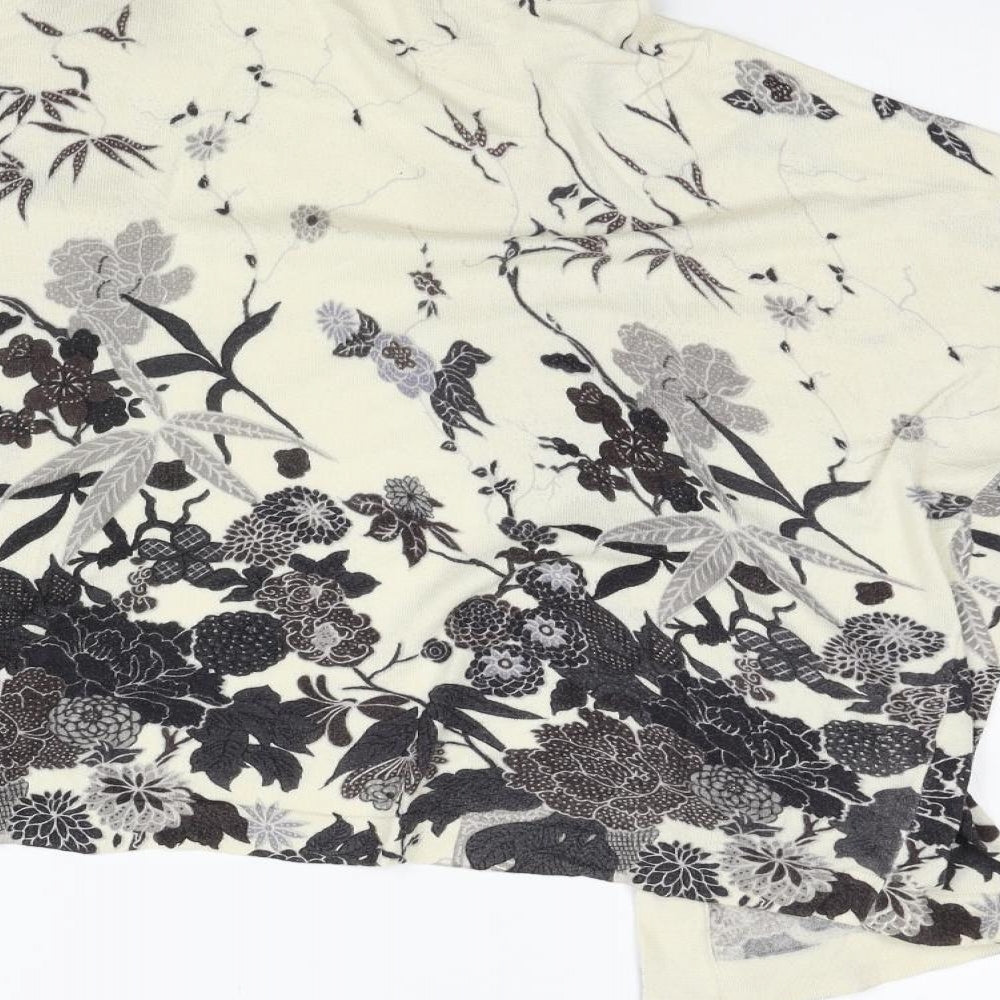 Warehouse Womens Black Floral  Cardigan Jumper Size 12