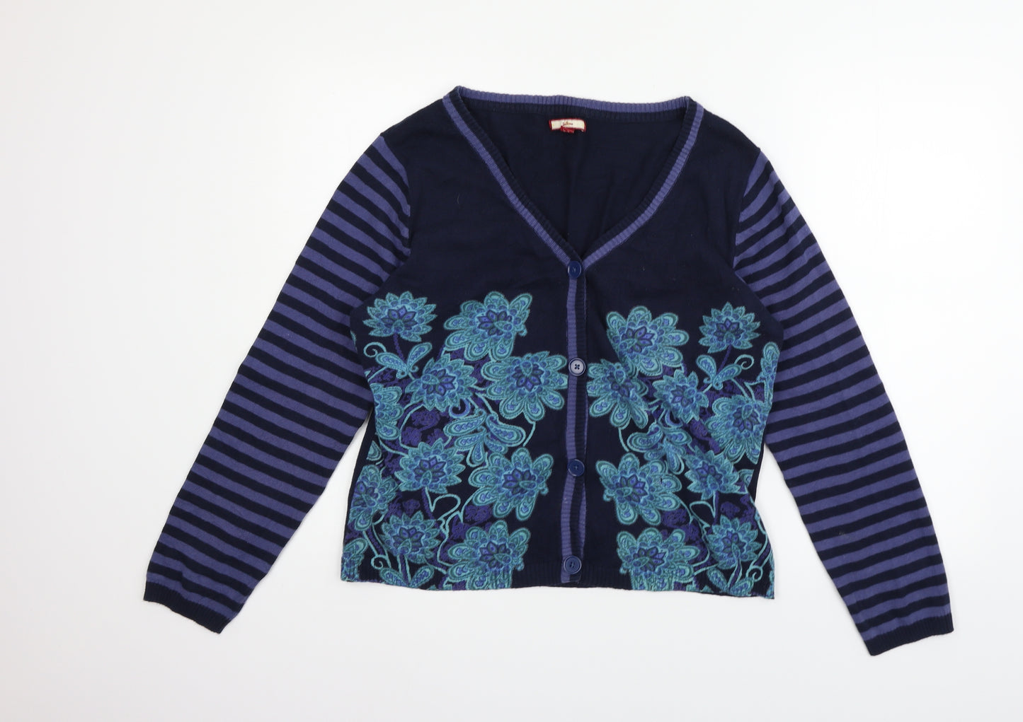 Peacocks Womens Blue Floral  Cardigan Jumper Size 16