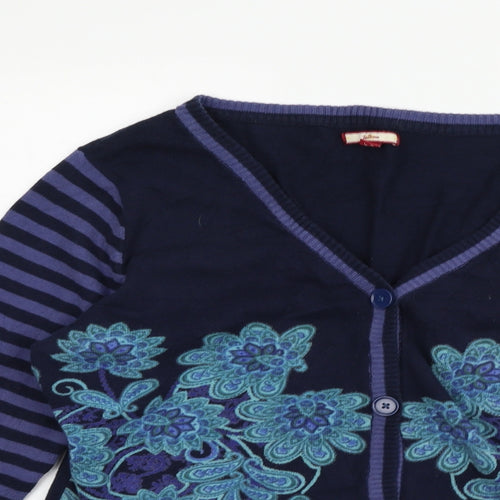 Peacocks Womens Blue Floral  Cardigan Jumper Size 16