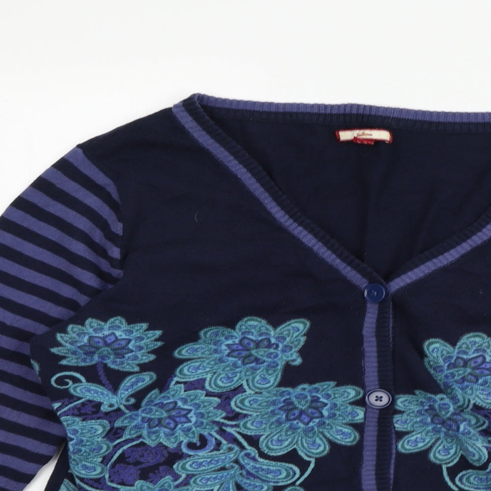 Peacocks Womens Blue Floral  Cardigan Jumper Size 16