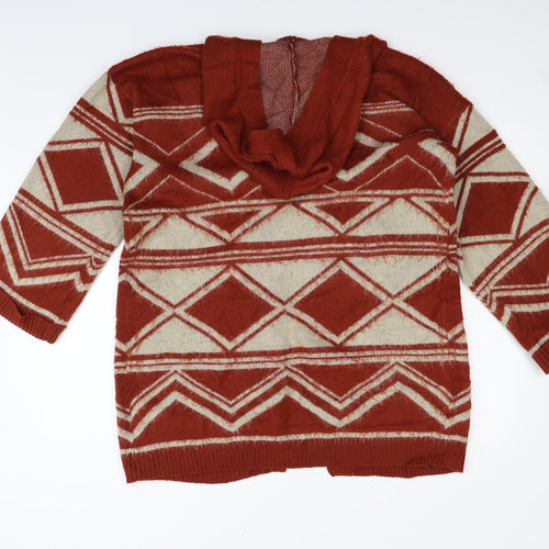 B you Womens Orange Geometric  Cardigan Jumper Size 12