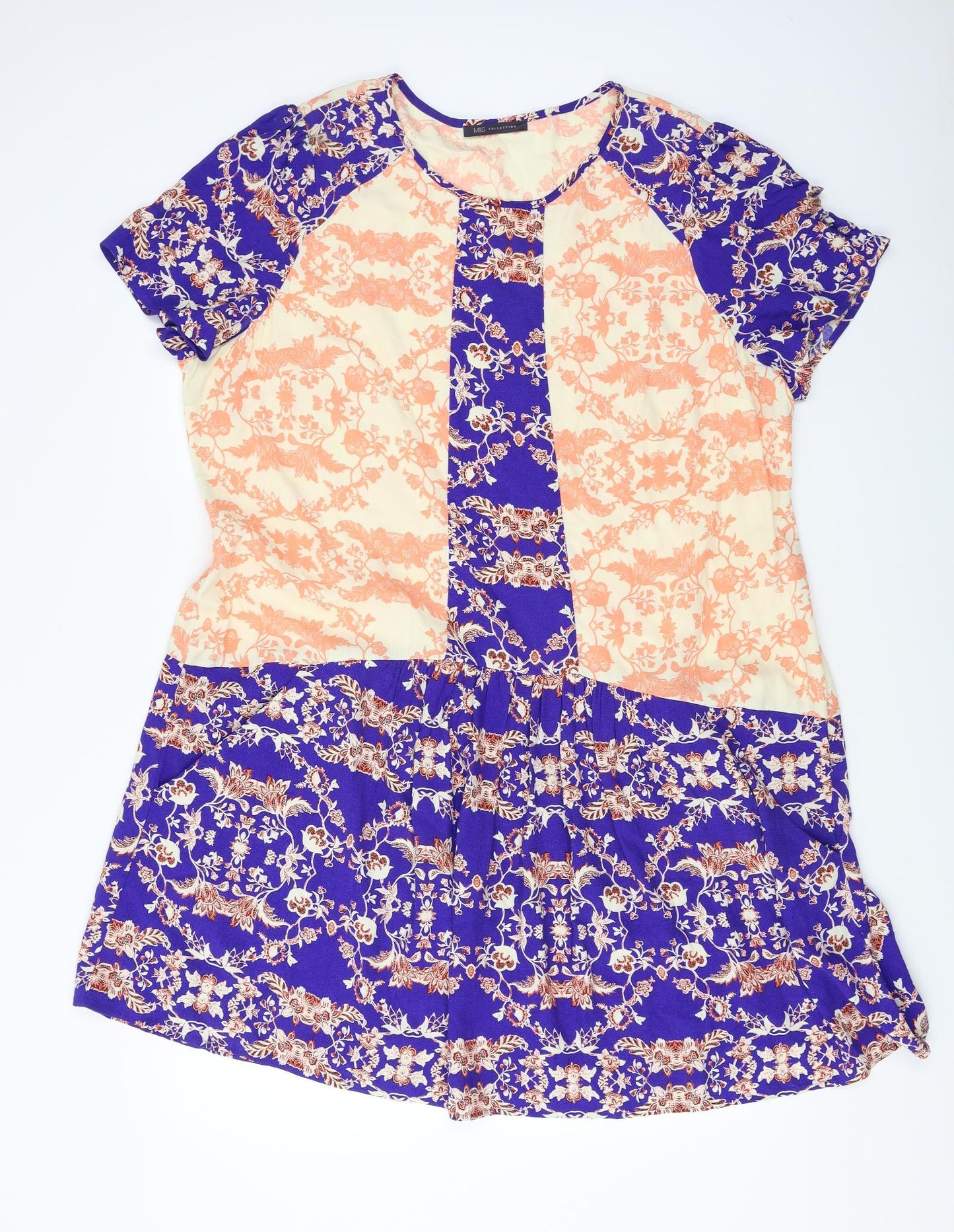 Marks and Spencer  Womens Blue Floral  A-Line  Size 22