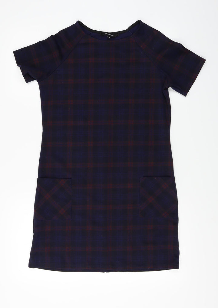 New Look  Womens Blue Check  A-Line  Size 10