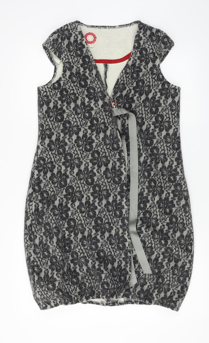 Avoca  Womens Grey Floral  Cardigan Jumper Size S